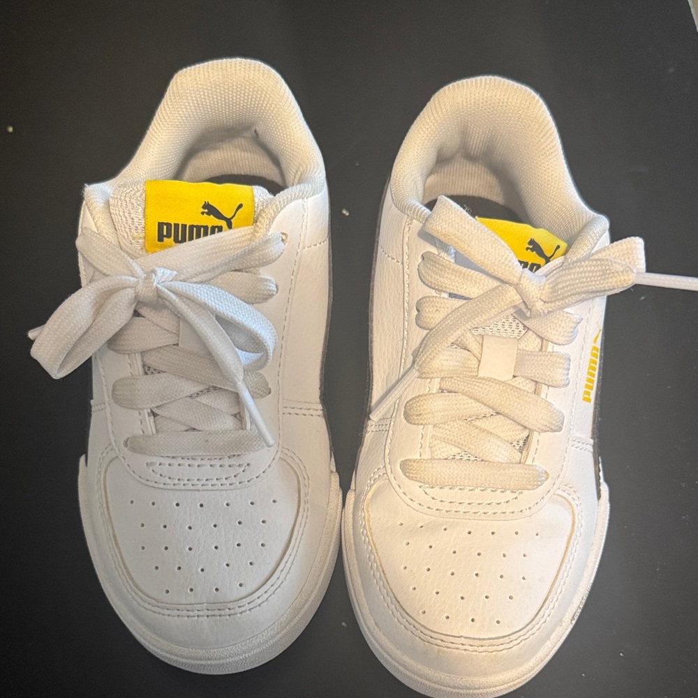 Puma Kids White and Yellow Sneakers